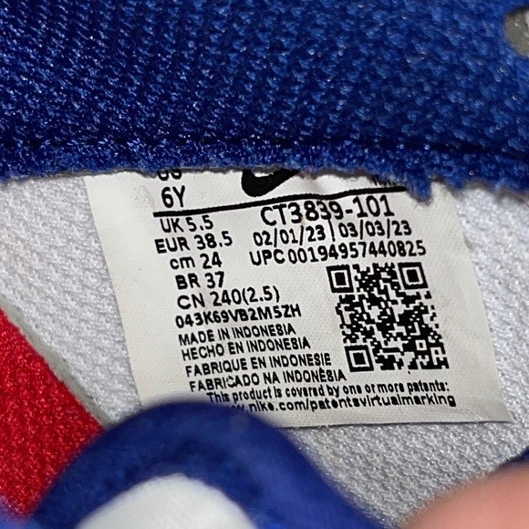 Nike Air Force 1 Low White Navy Red Youth‎ Size 6Y CT3839 101 Sneakers - Picture 2 of 12